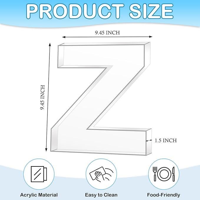 10" Z Clear Acrylic Letter Charcuterie Board Box, Reusable Fillable Decorative - Image 2