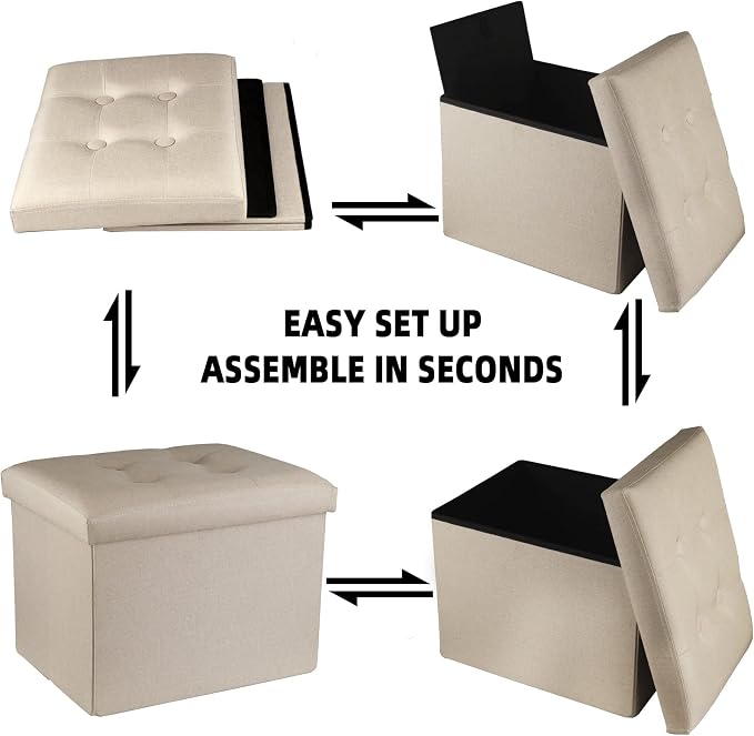 ALASDO Ottoman Storage Ottoman Footrest Stool Foldable Foot Rest Footstool Bench - Image 4
