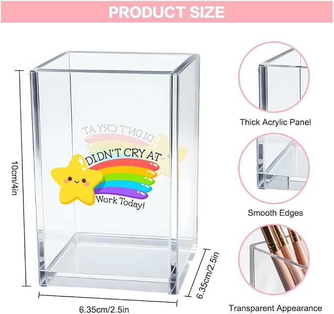 Didn't Cry at Work Today Acrylic Cosmetic Pencil Pen Holder Cup, Funny Gold - Image 2