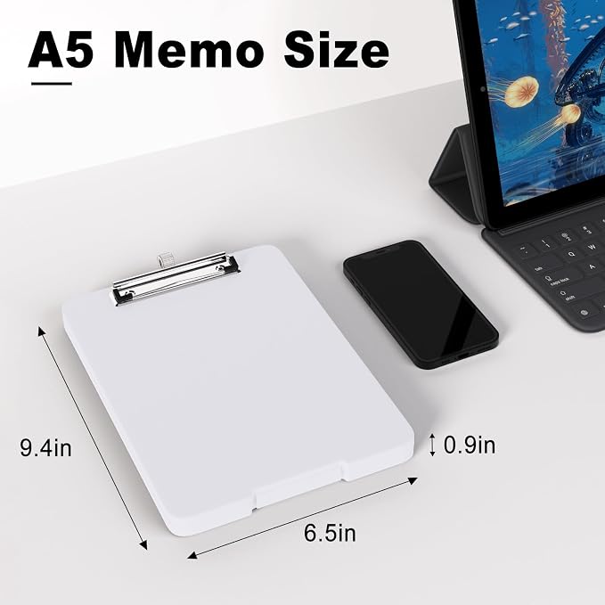 Hongri A5 Clipboard with Storage, Metal Retractable Pen Holder, 6 x 9'' Nursing - Image 2