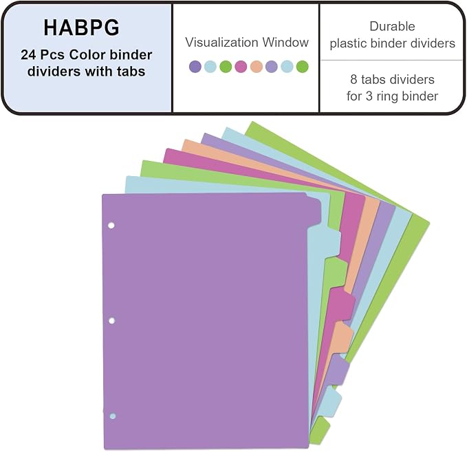 HABGP 24Pcs/3 Set Binder Dividers - Image 2