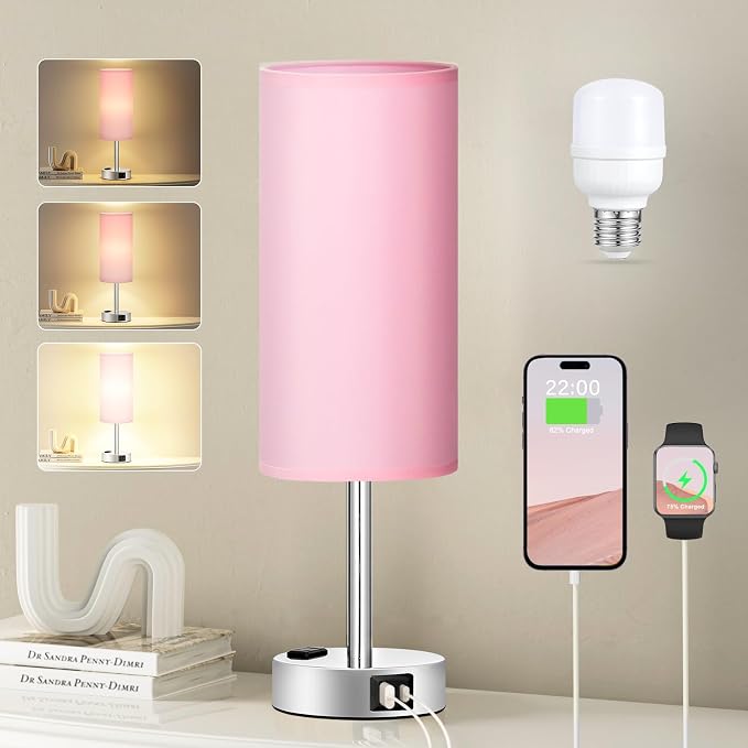 Fenmzee Pink Lamp for Bedroom Nightstand by Fenmzeelighting