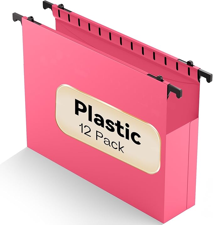Plastic Hanging File Folders Expanding, 12 Pack Extra Capacity Hanging File by NORDUN