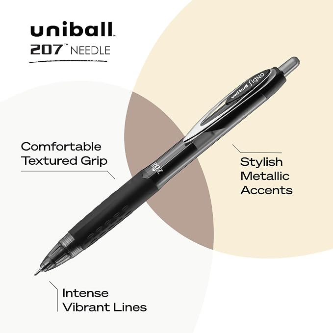 uniball 207 Needle Retractable Gel Pens, Medium Point, 4 Pack - Image 3