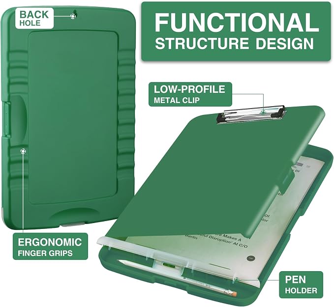 Sooez Clipboard with Storage, Clip Board 8.5 x 11 with Pen Holder, Plastic - Image 2