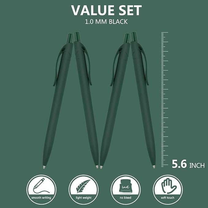 Deegtran 100 Pack No Bleed Green Barrel Click Pens, Wholesale Retractable - Image 2