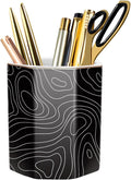 Black Pen Holder, Pencil Cup for Desk, Cute Desk Organizer, Durable Ceramic by WAVEYU