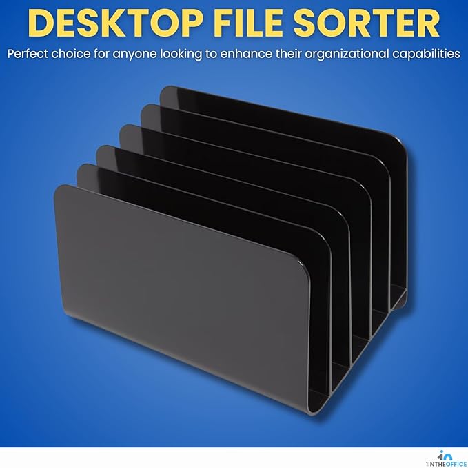 1InTheOffice Inclined Desktop File Organizer, Plastic Desk File Sorter - Image 2