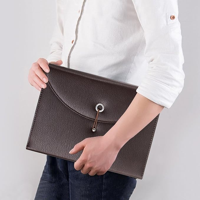 BTSKY PU Leather Expanding File Folders-13 Pockets A4 Letter Size Paper File - Image 2