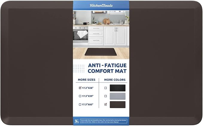 KitchenClouds Kitchen Mat Cushioned Anti Fatigue Rug 17.3"x28" Water Resistant by KitchenClouds