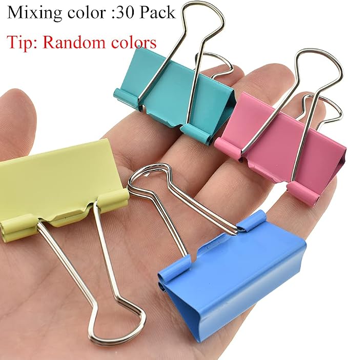 HAHIYO Binder Clips Paper Clamps Spring Steel Sturdy Large 1.57 inches Width - Image 4