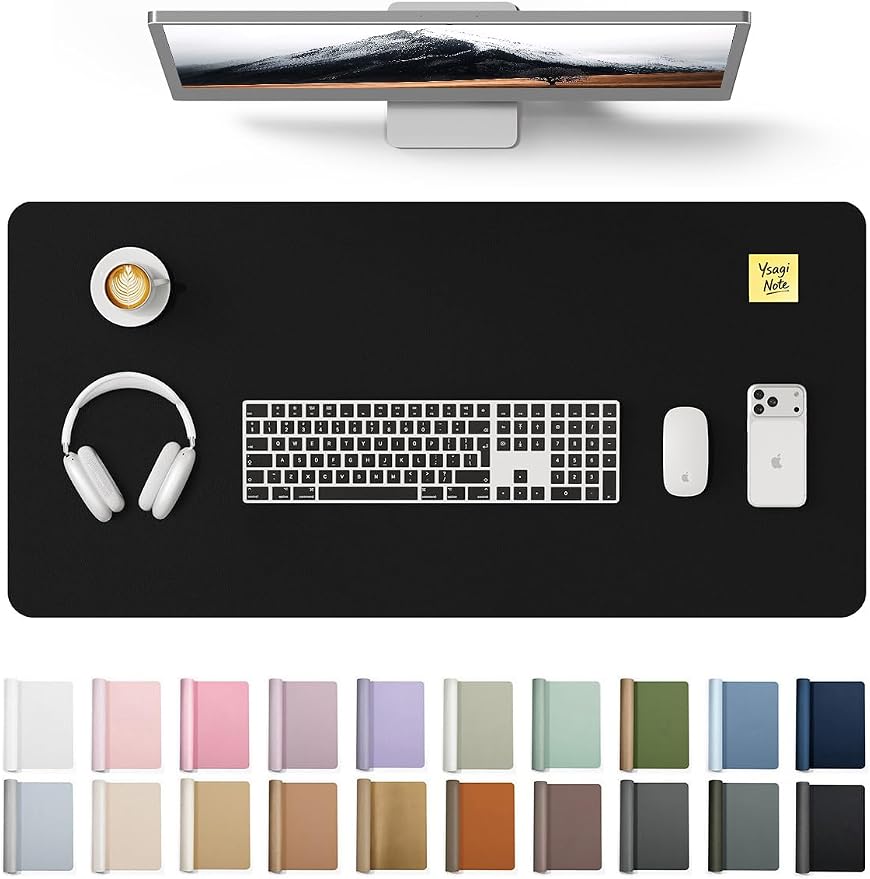 YSAGi Large Extended PU Leather Desk Pad Protector – Non-Slip Waterproof Desk by YSAGi