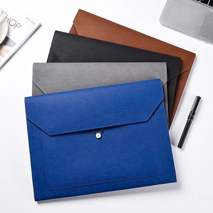PU Leather A4 File Folder Document Holder 2 Pockets Portfolio Envelope Folder - Image 7