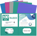 Two Pocket Folders, RAZCC 100 Pack 2 Pocket Folders Fit Letter Size Paper by RAZCC