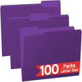 100 Packs Purple File Folder, 1/3-Cut Tabs, Manilla File Folders Letter Size by OfficeSuppliesDirect