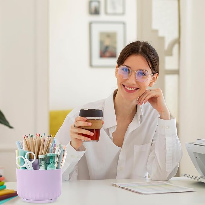 SKYDUE 360 Degree Rotating Desk Organizer, Dual-Purpose Pencil Pen Holder - Image 7