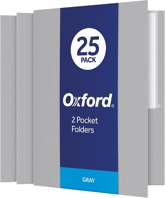 Oxford Twin-Pocket Folders, Textured Paper, Letter Size, Holds 100 Sheets by Oxford