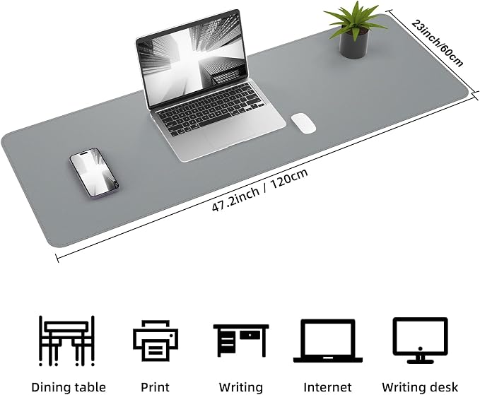 AFIING Cork Desk Mat 47" x 23.6", Dual-Sided Natural Cork & PU Leather Desk Pad - Image 2