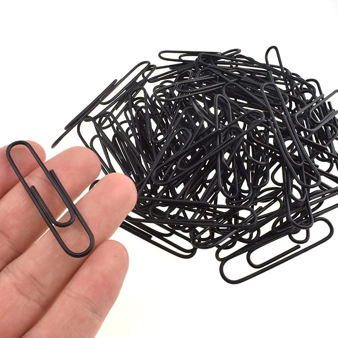 HAHIYO Paper Clips Large 2 inches Length Black Paperclips Vinyl Coated Prevent by HAHIYO