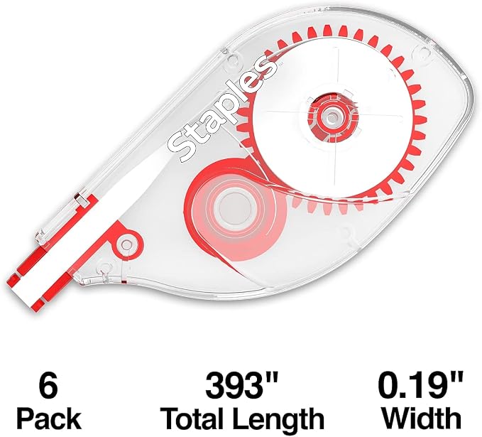 STAPLES Correction Tape, 6 Pack – Instant Dry Tape - Image 2