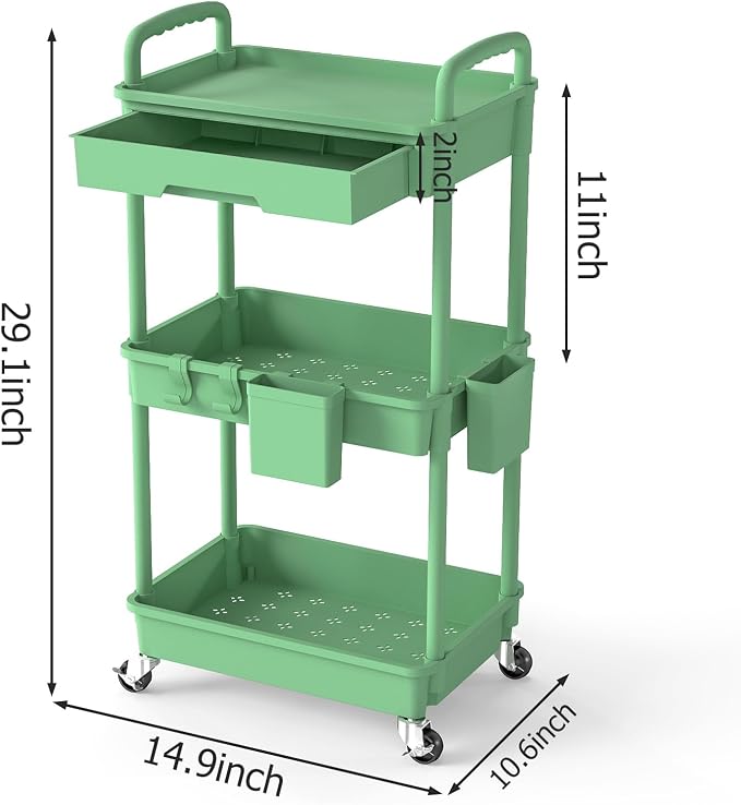 3 Tier Rolling Utility Cart - Image 2