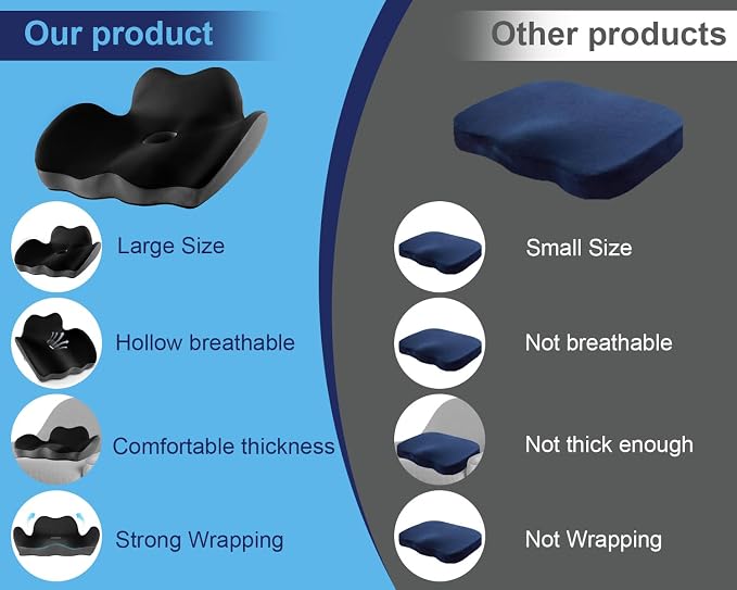 Premium Orthopedic Seat Cushion, X Large Breathable Office Chair Cushion - Image 4
