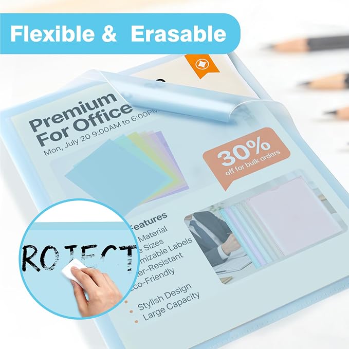 6 Pack Plastic File Folders, Letter Size Clear Project Sleeves - Image 4