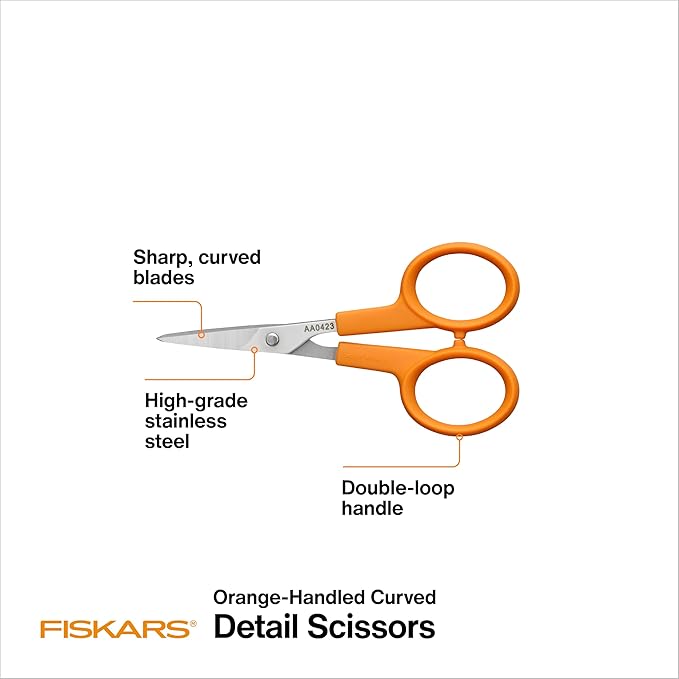 Fiskars 98087097J Curved Craft Scissors, 4 Inch, steel and orange - Image 2
