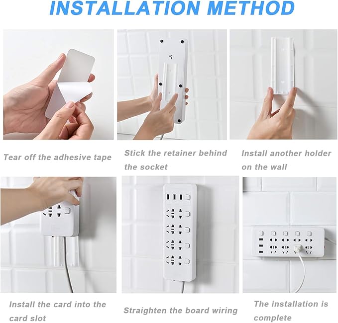 ACKLLR 4 Pack Self Adhesive Power Strip Holder Fixator Wall Mount Plug-in - Image 3