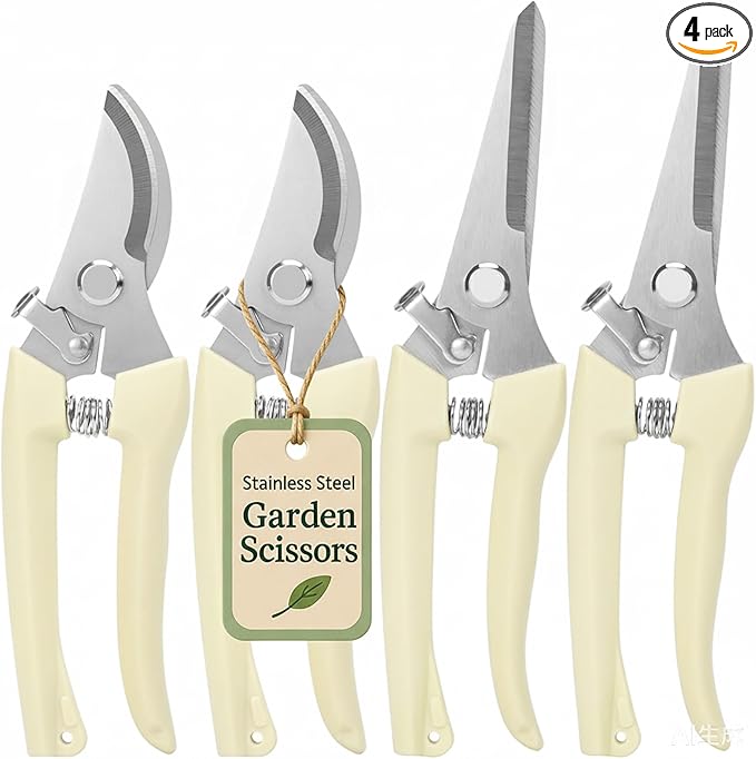 4PACK Pruning Shears, Stainless Steel Garden Shears, Sharp Handhled Gardening by Fovcent