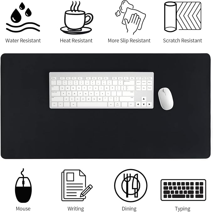 Bloss Black Leather Desk Pad, Large Mouse Pad 35.4×17 Inches, Waterproof Office - Image 5