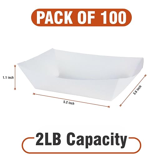 2lb White Paper Food Trays - Image 7