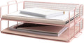 BLU MONACO | Paper Tray Stackable Pink Mesh Set of 2 | Stackable File Trays by Blu_Monaco