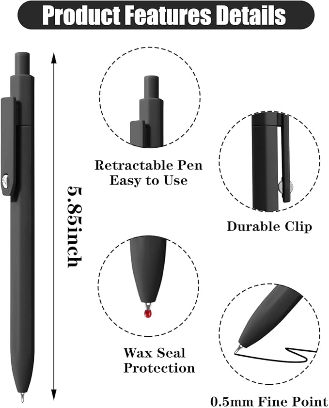 Vitoler Black Ink Gel Pens, For Teachers, For Nurses, Quick dry, Liquid Ink - Image 5