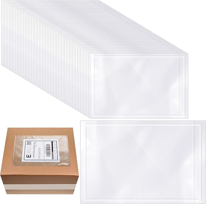 Cholemy 200 Pcs 9.5 x 12 in Clear Packing Slip Pouches Shipping Label Sleeves by Cholemy