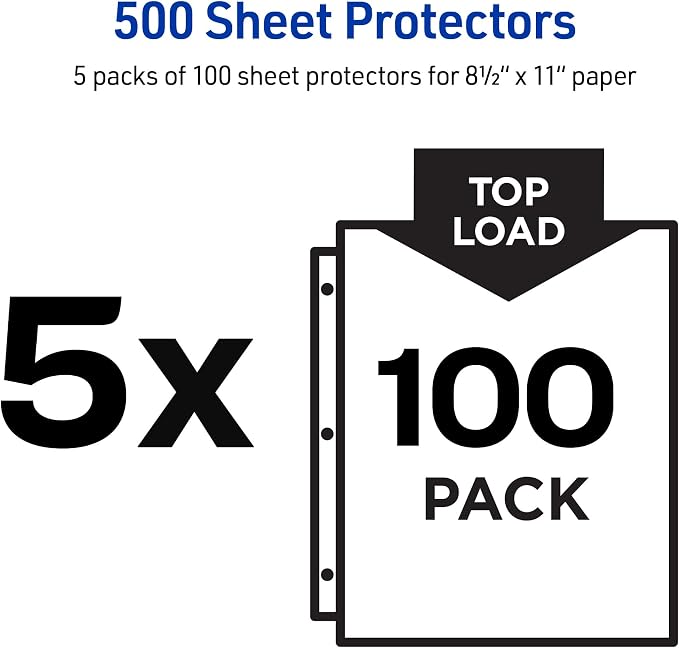 Avery Economy Weight Sheet Protectors, Acid Free, 8.5" x 11", 100 per Pack - Image 2