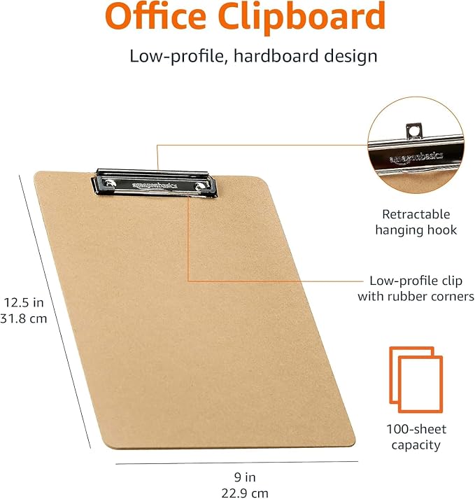 Amazon Basics Hardboard Office Clipboard, Low-Profile, Letter Size - Image 6