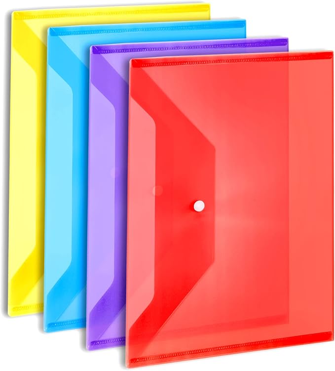 LEOBRO Plastic File Folders for Documents, A4 Size Plastic Envelopes by LEOBRO