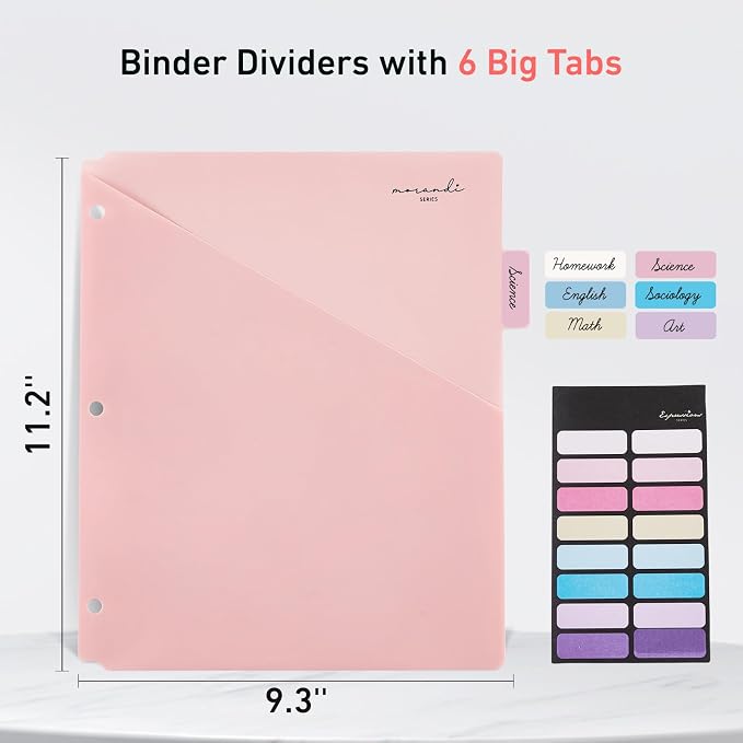 6-Tab Dividers for 3 Ring Binder, Letter Size 8.5 x 11'', Morandi Colors 2 Sets - Image 2