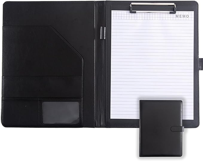 Faux Leather Portfolio with Clipboard – A4/Letter Size Legal Pad Holder by Unknown