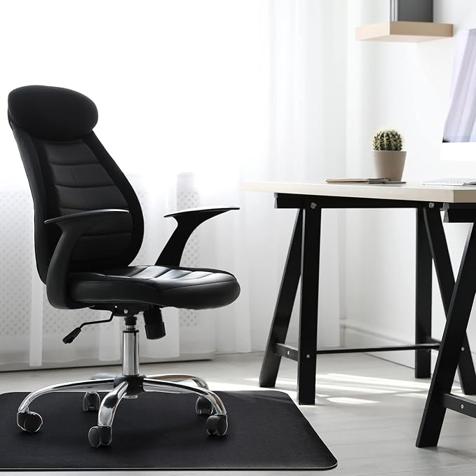 Office Chair Mat for Hardwood Floor: 53"x45" Large Black Rolling Chair Mat for - Image 9