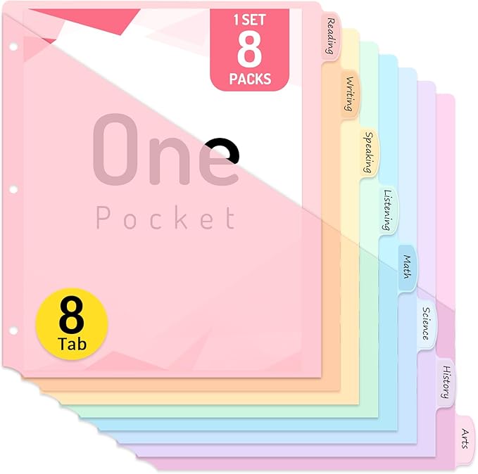 Forvencer 8 Count Dividers for 3 Ring Binder, 8 tabs Binder Dividers by Forvencer