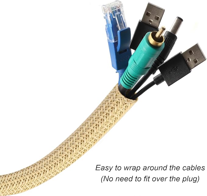 10ft - 1 inch Braided Cable Management Sleeve Cord Protector - Self-Wrapping - Image 2