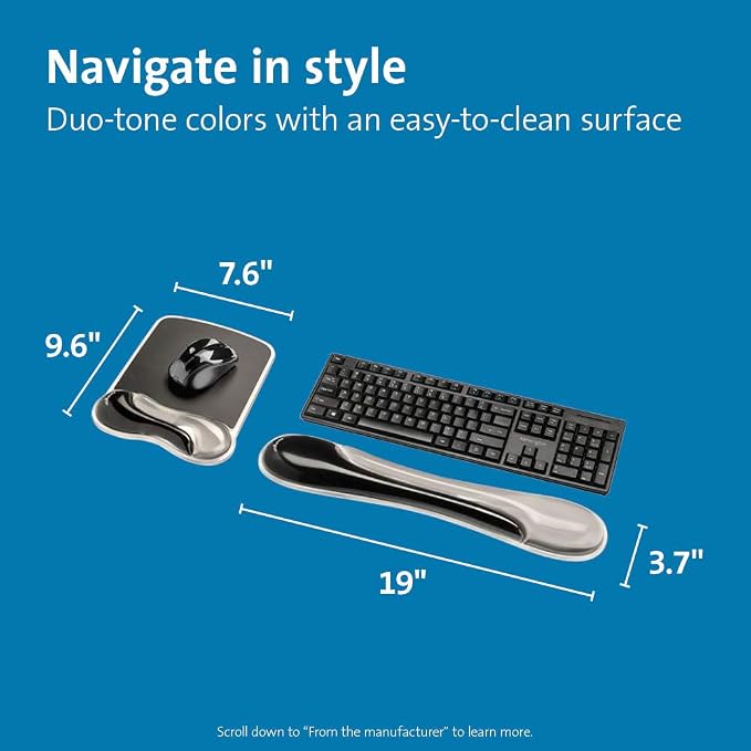 Kensington Mousepad and Wrist Rest, Gel Pillow, 11-2/5"Wx17-7/10"Lx1-7/10"H - Image 2