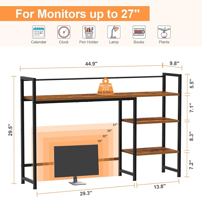 Snughome Desk Shelf, 44.9" Large Desktop Organizer Shelf, Desk Hutch - Image 3