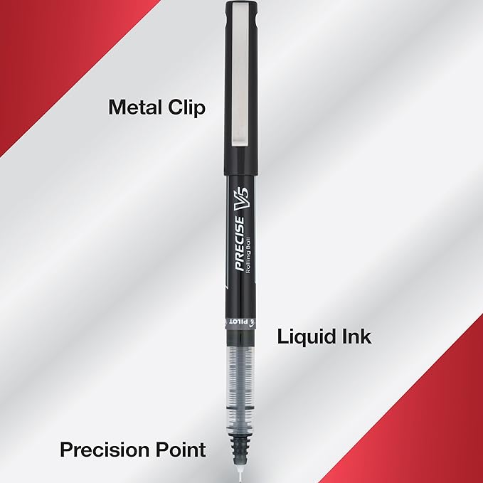 Pilot Precise V5 Rollerball Pens, Extra Fine Point 0.5 mm Black Pens, - Image 3