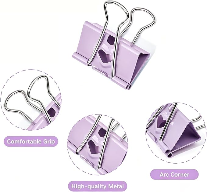 BAYTORY 24Pcs Pastel Binder Clips, 1.25 Inch Medium Binder Clips, - Image 3