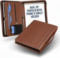 STYLIO Tan Zipper Padfolio Portfolio Binder w/Carrying Handle | Organizer by Stylio