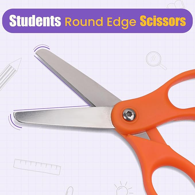 BURVAGY 30 Packs 5" Small School Student Blunt Tip Craft Kids Scissors - Image 4