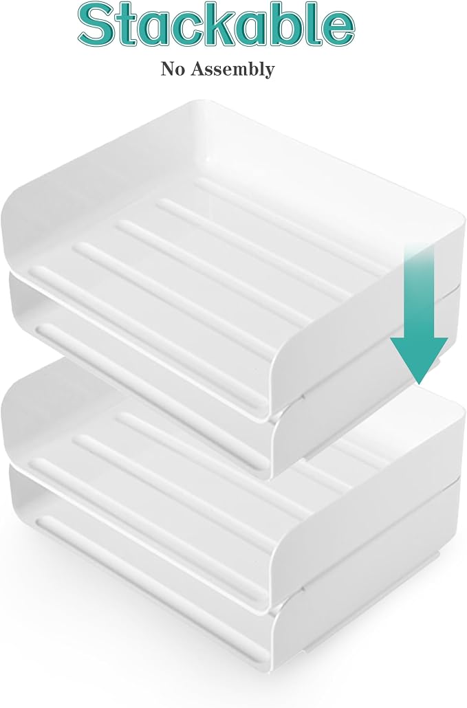 4 Tiers Stackable A4 Paper Trays, Office Desk File Holder, Tidy File Document - Image 3